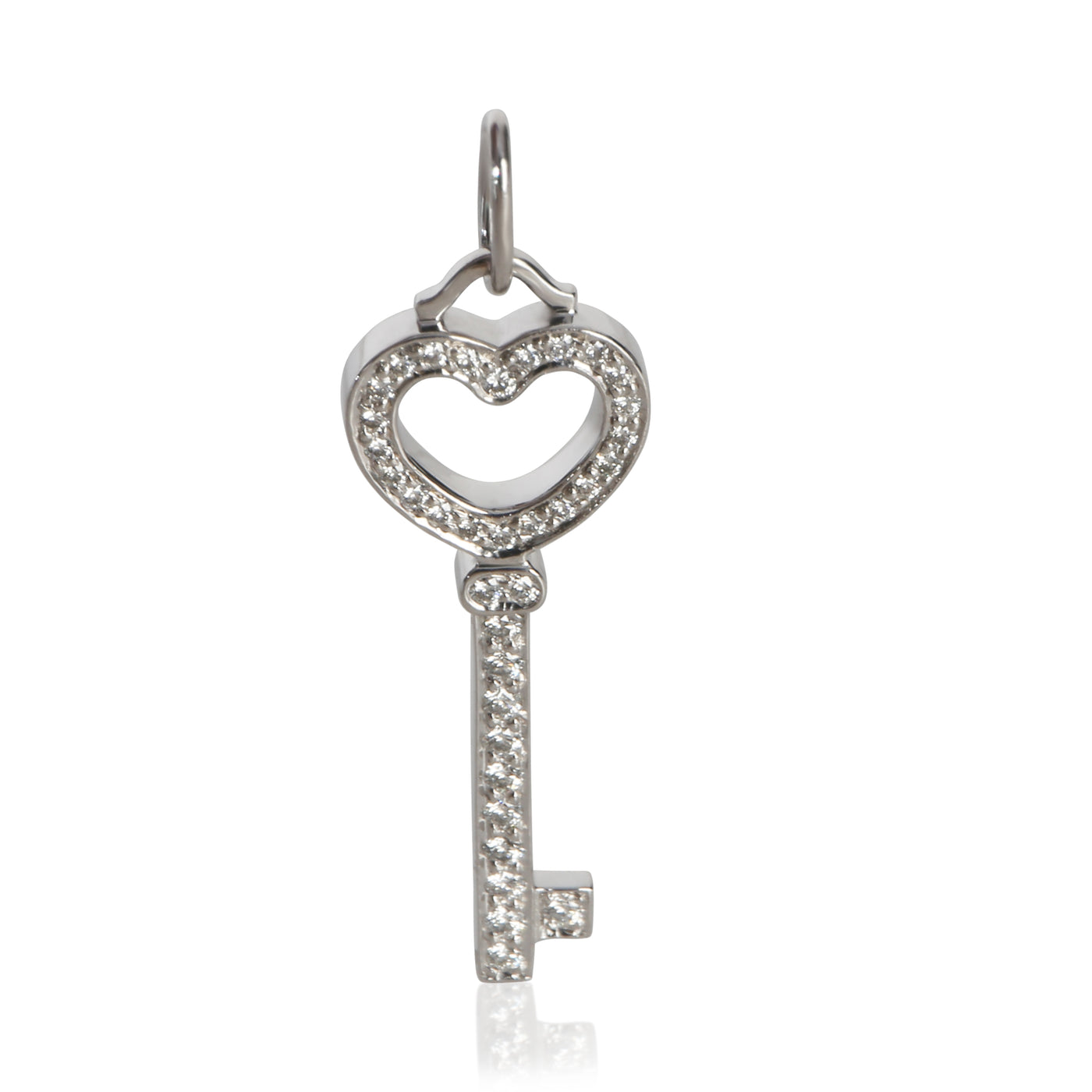 Tiffany & Co. Platinum Diamond Mini Heart Key Pendant 950