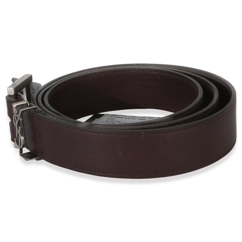 Saint Laurent Brown Lambskin Cassandre 38mm Belt 80-32 Leather