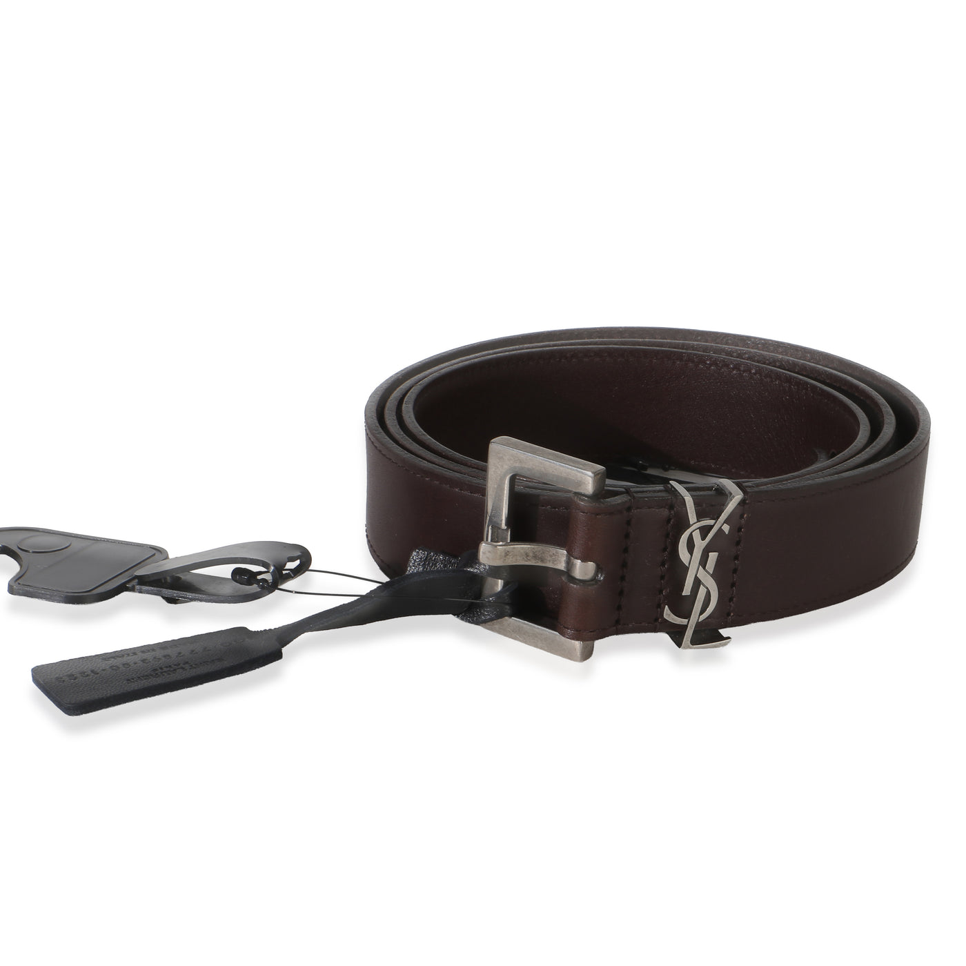 Saint Laurent Brown Lambskin Cassandre 38mm Belt 80-32 Leather