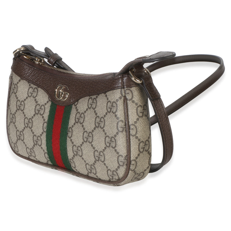 Gucci Beige Ebony Gg Supreme Monogram Canvas Mini Ophidia Shoulder Bag Coated Handbag