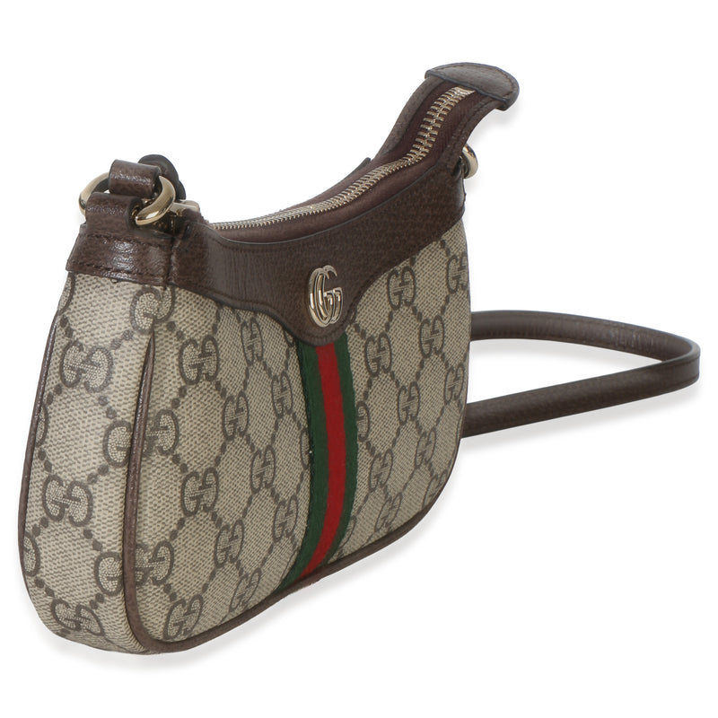 Gucci Beige Ebony Gg Supreme Monogram Canvas Mini Ophidia Shoulder Bag Coated Handbag