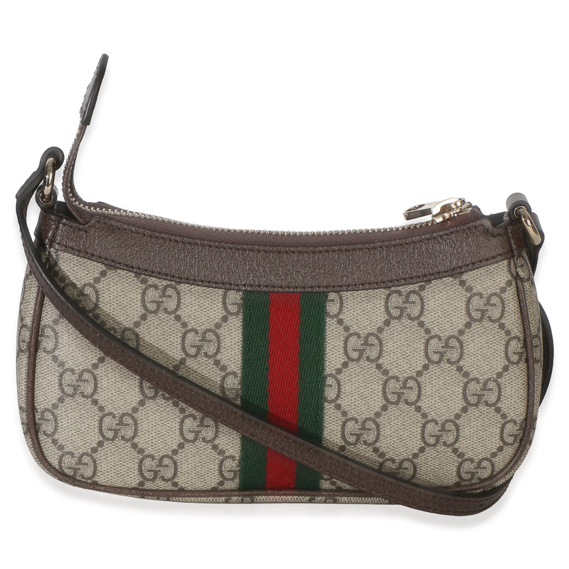 Gucci Beige Ebony Gg Supreme Monogram Canvas Mini Ophidia Shoulder Bag Coated Handbag