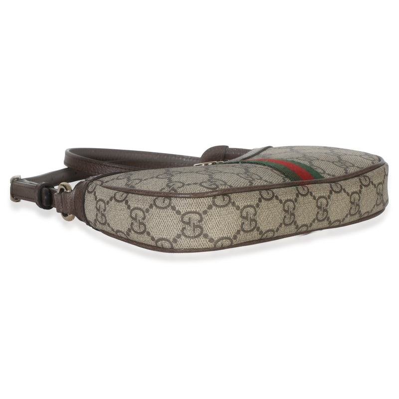 Gucci Beige Ebony Gg Supreme Monogram Canvas Mini Ophidia Shoulder Bag Coated Handbag