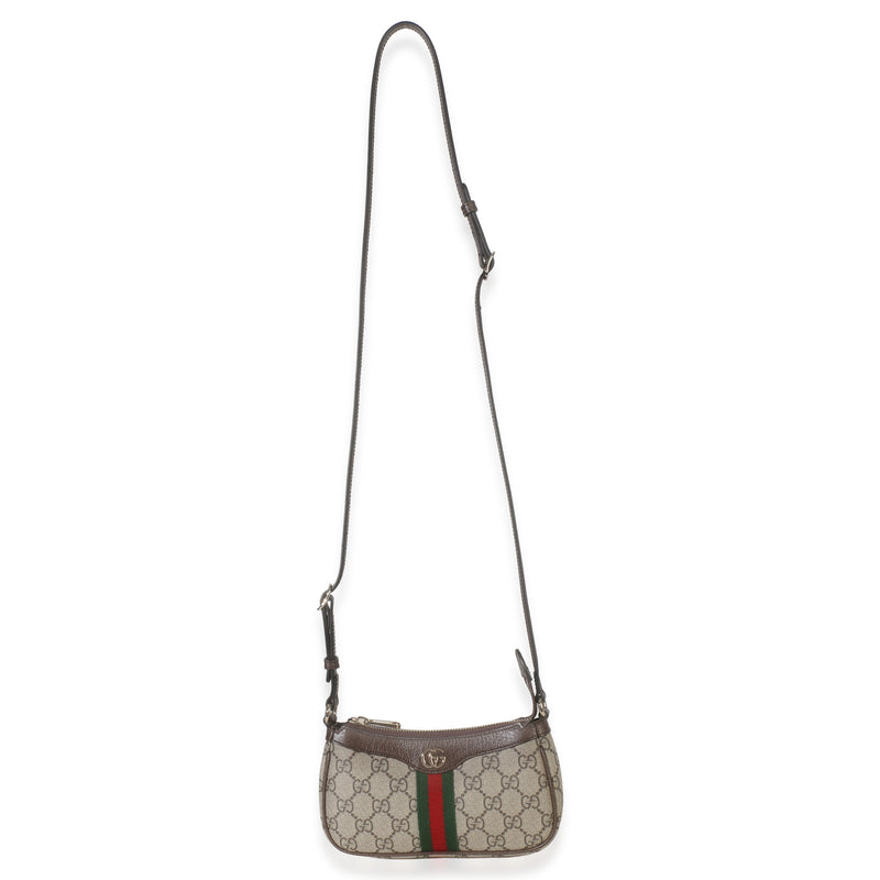 Gucci Beige Ebony Gg Supreme Monogram Canvas Mini Ophidia Shoulder Bag Coated Handbag