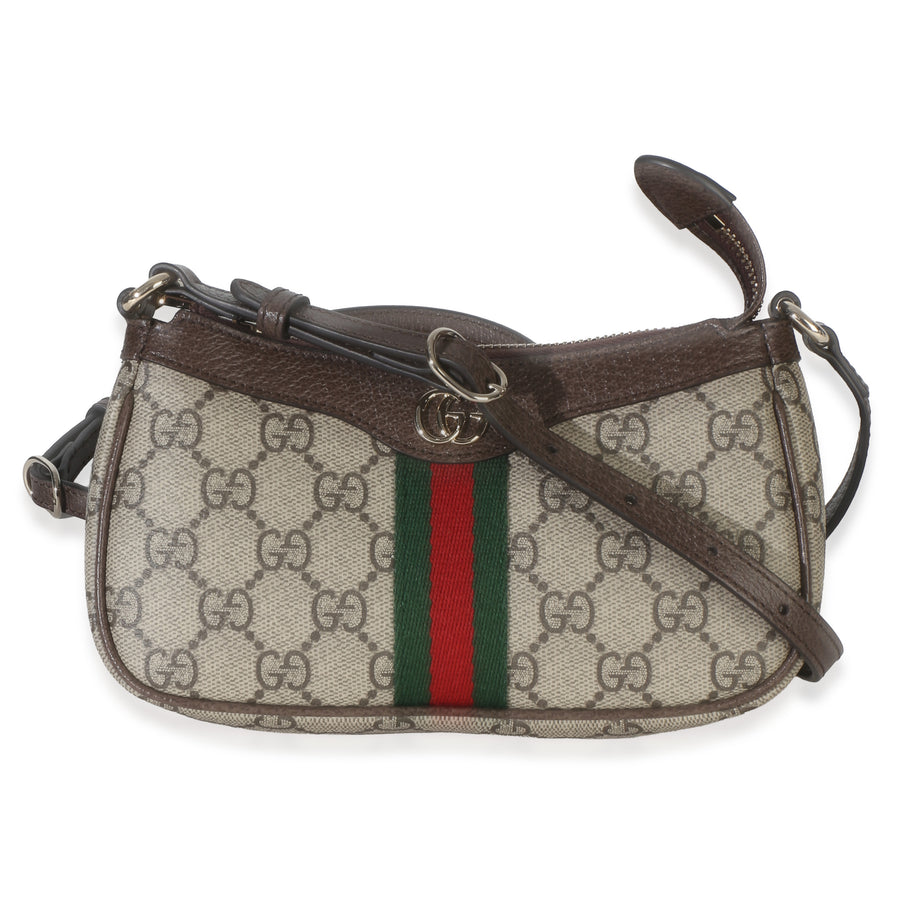 Gucci Beige Ebony Gg Supreme Monogram Canvas Mini Ophidia Shoulder Bag Coated Handbag