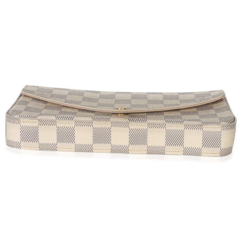 Louis Vuitton Rose Ballerine Damier Azur Canvas Felicie Pochette White Coated Handbag