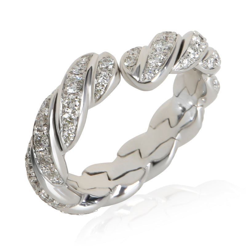 David Yurman White Gold Diamond Sculpted Cable Flex Ring 18k