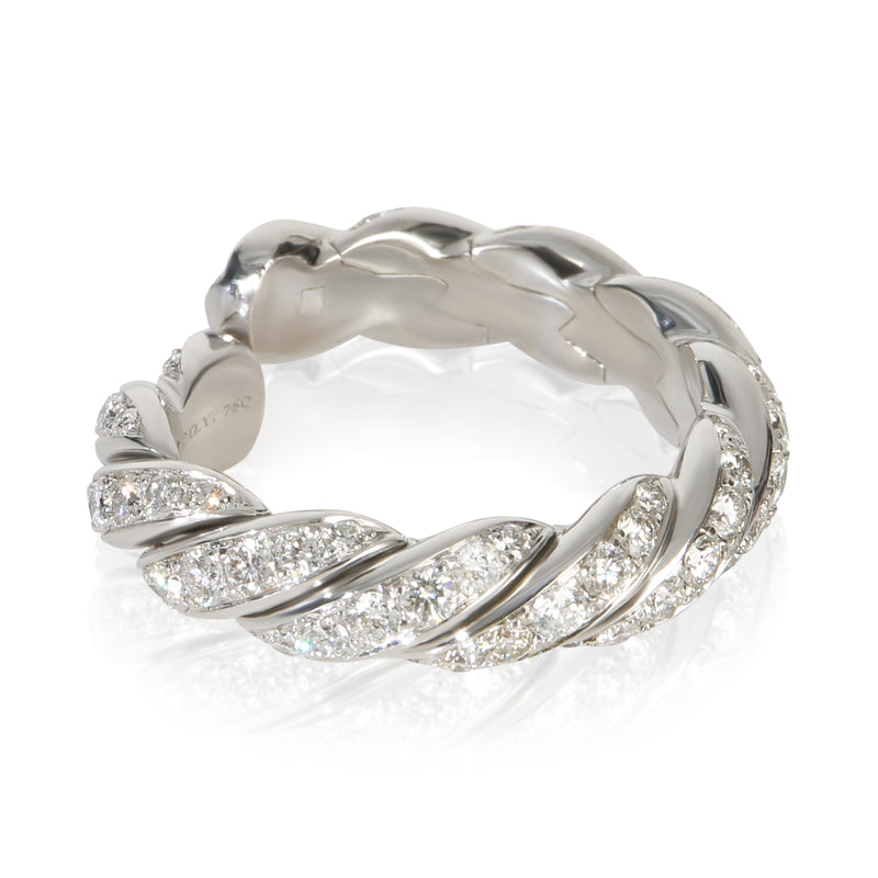 David Yurman White Gold Diamond Sculpted Cable Flex Ring 18k