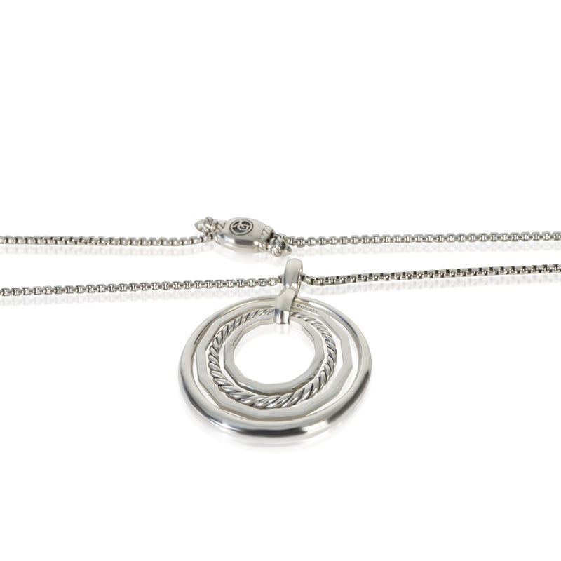 David Yurman Sterling Silver Diamond Medium Model Stax Pendant 925