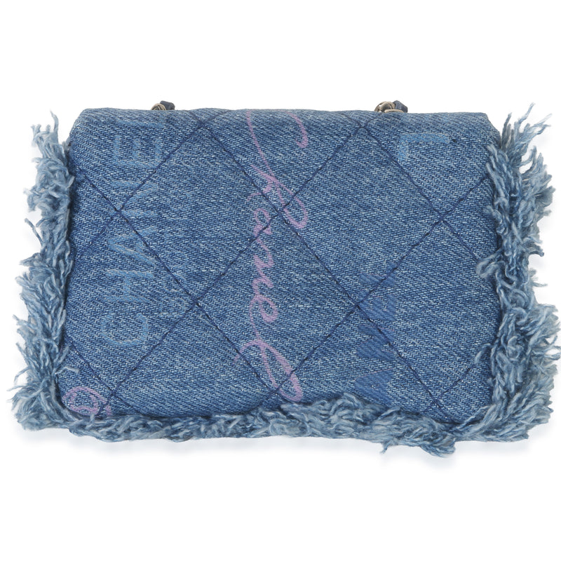 Chanel Blue Quilted Denim Mood Clutch With Chain Handbag