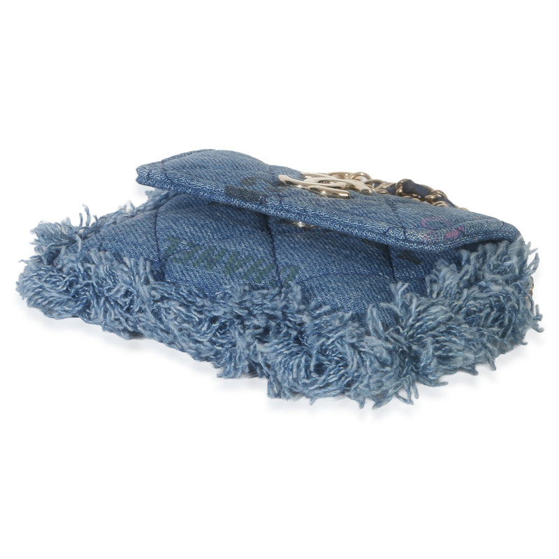 Chanel Blue Quilted Denim Mood Clutch With Chain Handbag