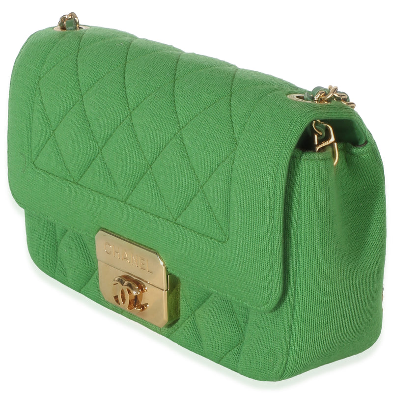 Chanel Green Quilted Jersey Chic With Me Mini Flap Bag Handbag