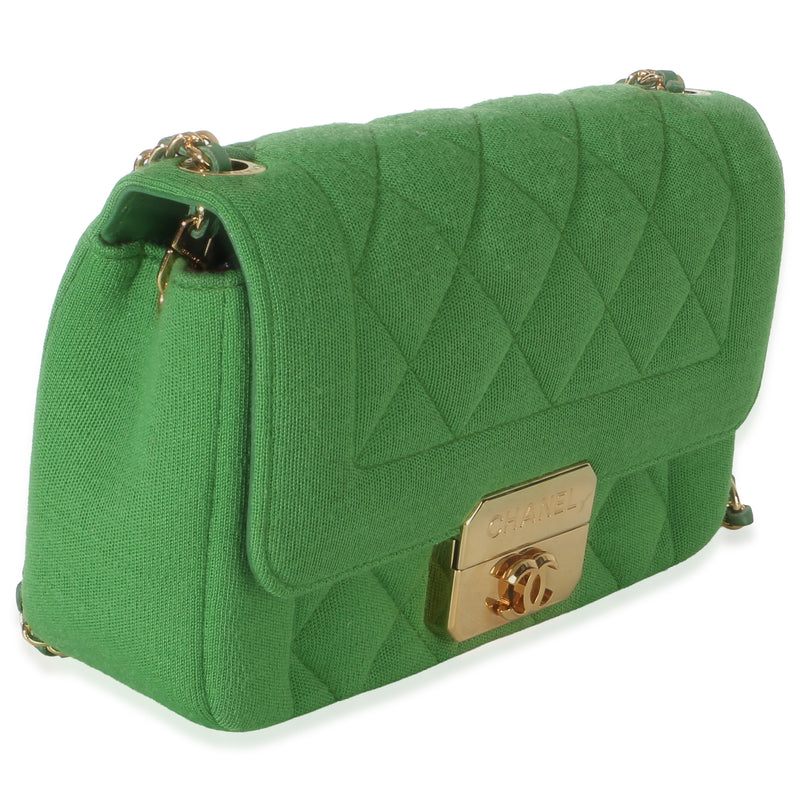 Chanel Green Quilted Jersey Chic With Me Mini Flap Bag Handbag