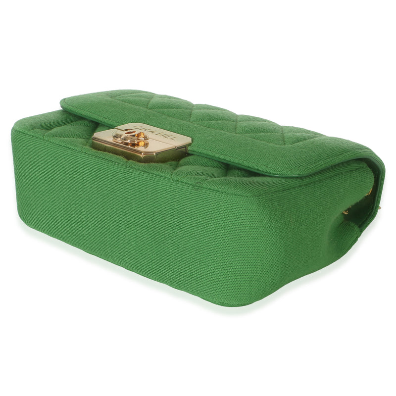 Chanel Green Quilted Jersey Chic With Me Mini Flap Bag Handbag