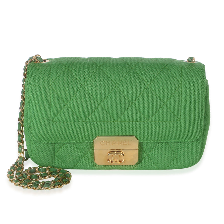 Chanel Green Quilted Jersey Chic With Me Mini Flap Bag Handbag