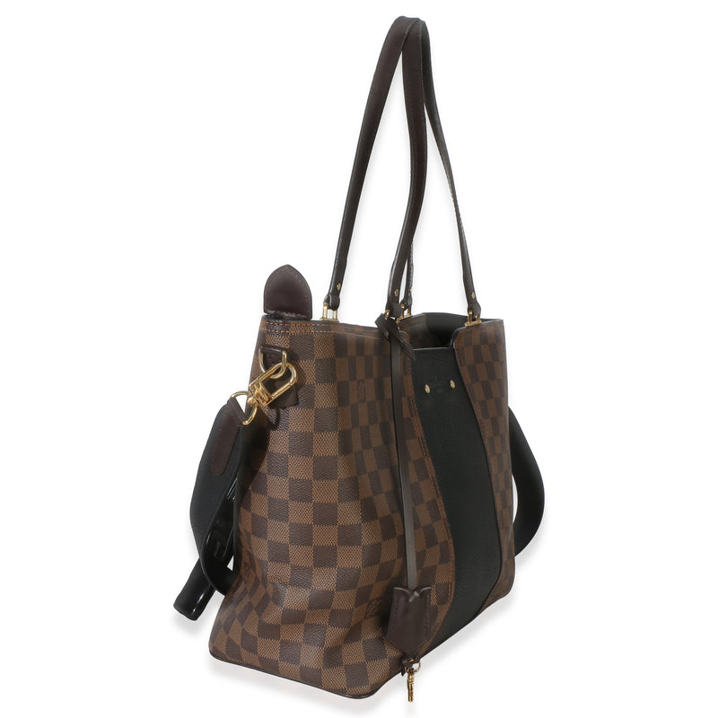 Louis Vuitton Canvas Damier Ebene Taurillon Jersey Tote Brown Canvas; Leather Handbag