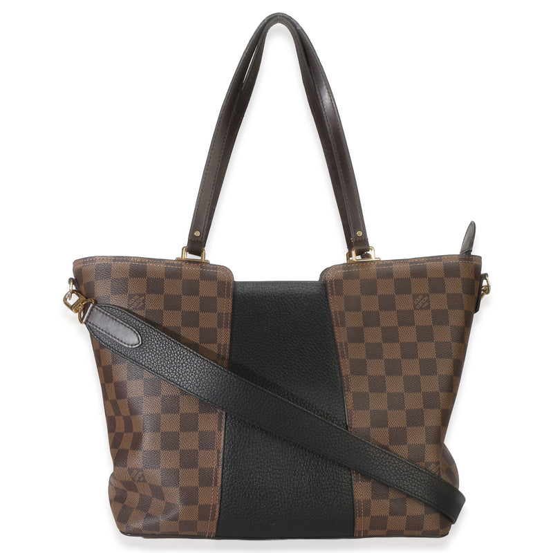 Louis Vuitton Canvas Damier Ebene Taurillon Jersey Tote Brown Canvas; Leather Handbag