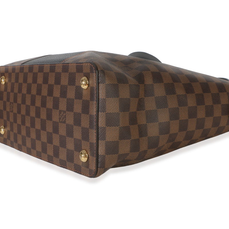 Louis Vuitton Canvas Damier Ebene Taurillon Jersey Tote Brown Canvas; Leather Handbag