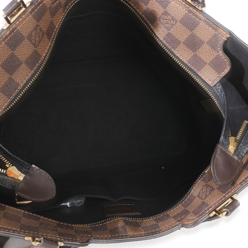 Louis Vuitton Canvas Damier Ebene Taurillon Jersey Tote Brown Canvas; Leather Handbag