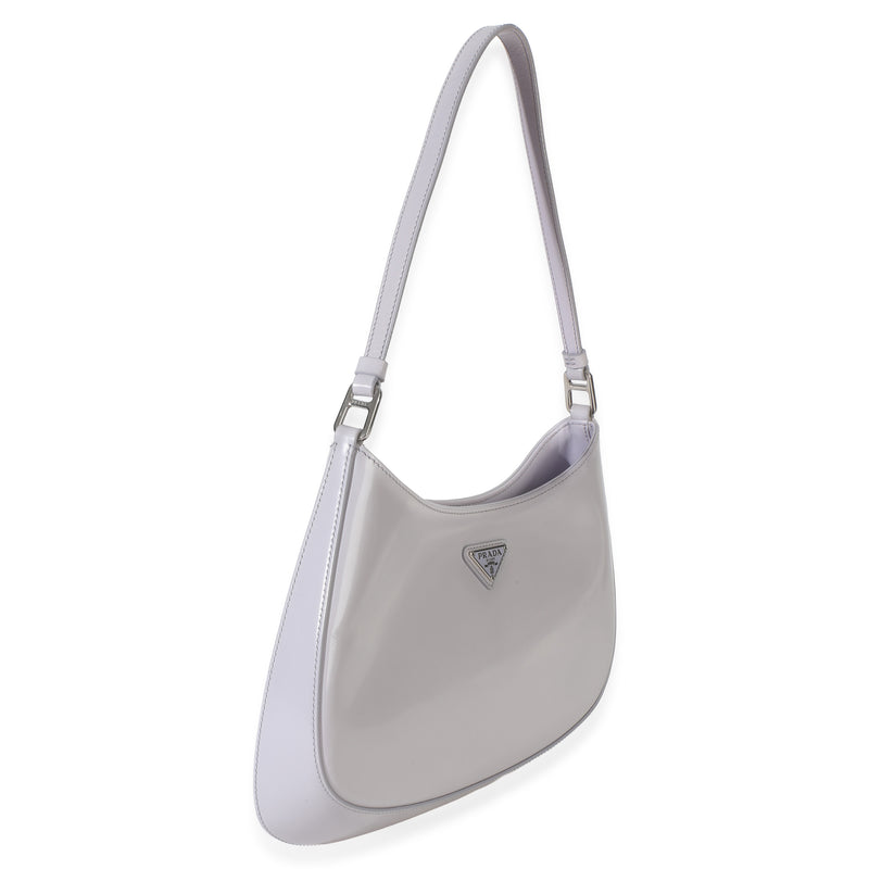 Prada Grey Spazzolato Medium Cleo Bag Gray Patent Leather Handbag