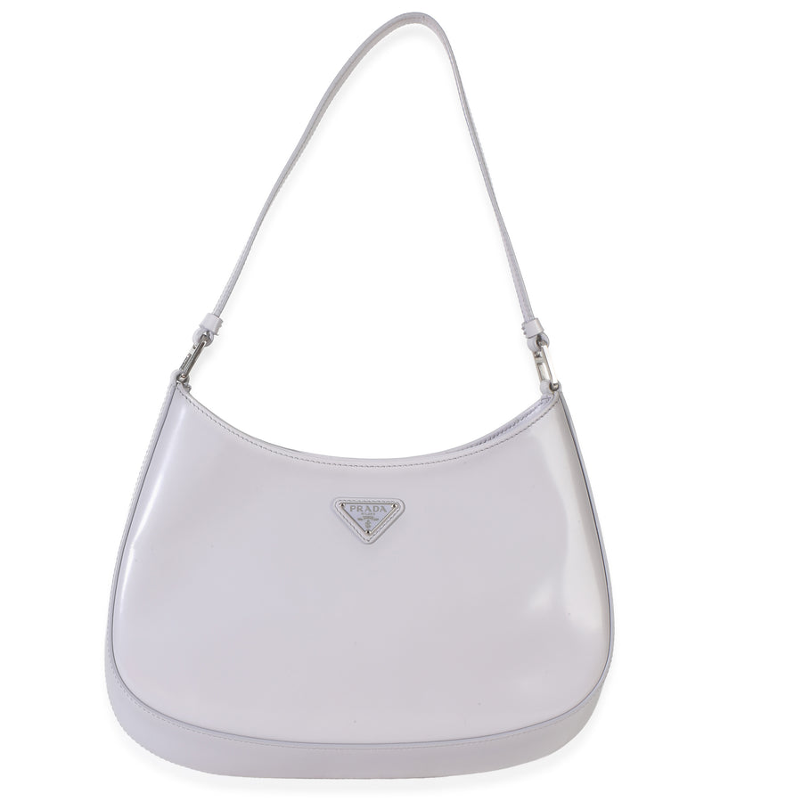 Prada Grey Spazzolato Medium Cleo Bag Gray Patent Leather Handbag