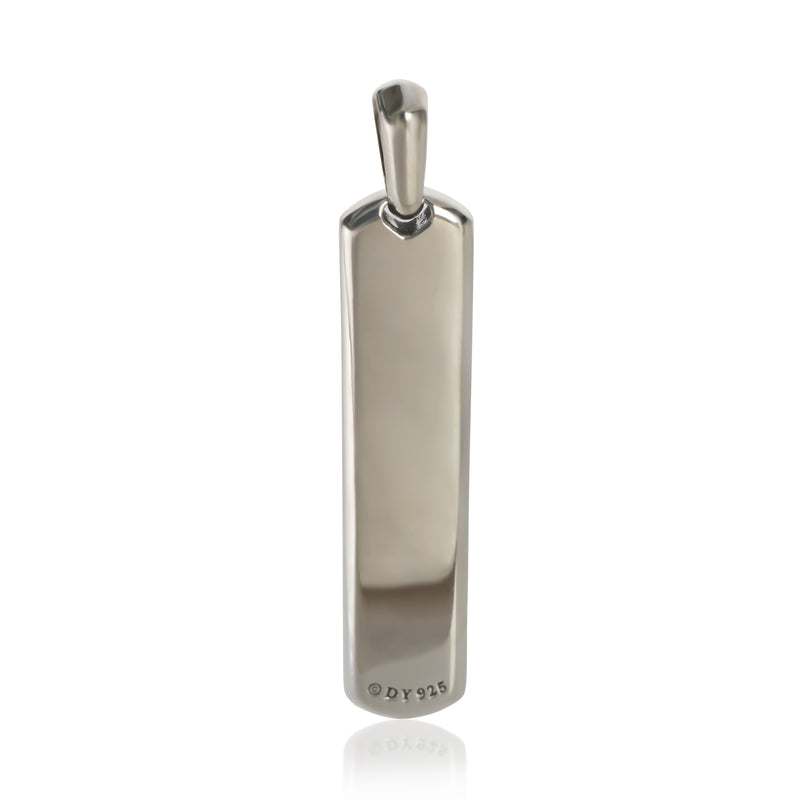 David Yurman Sterling Silver Sapphire Ingot Dog Tag Pendant 925