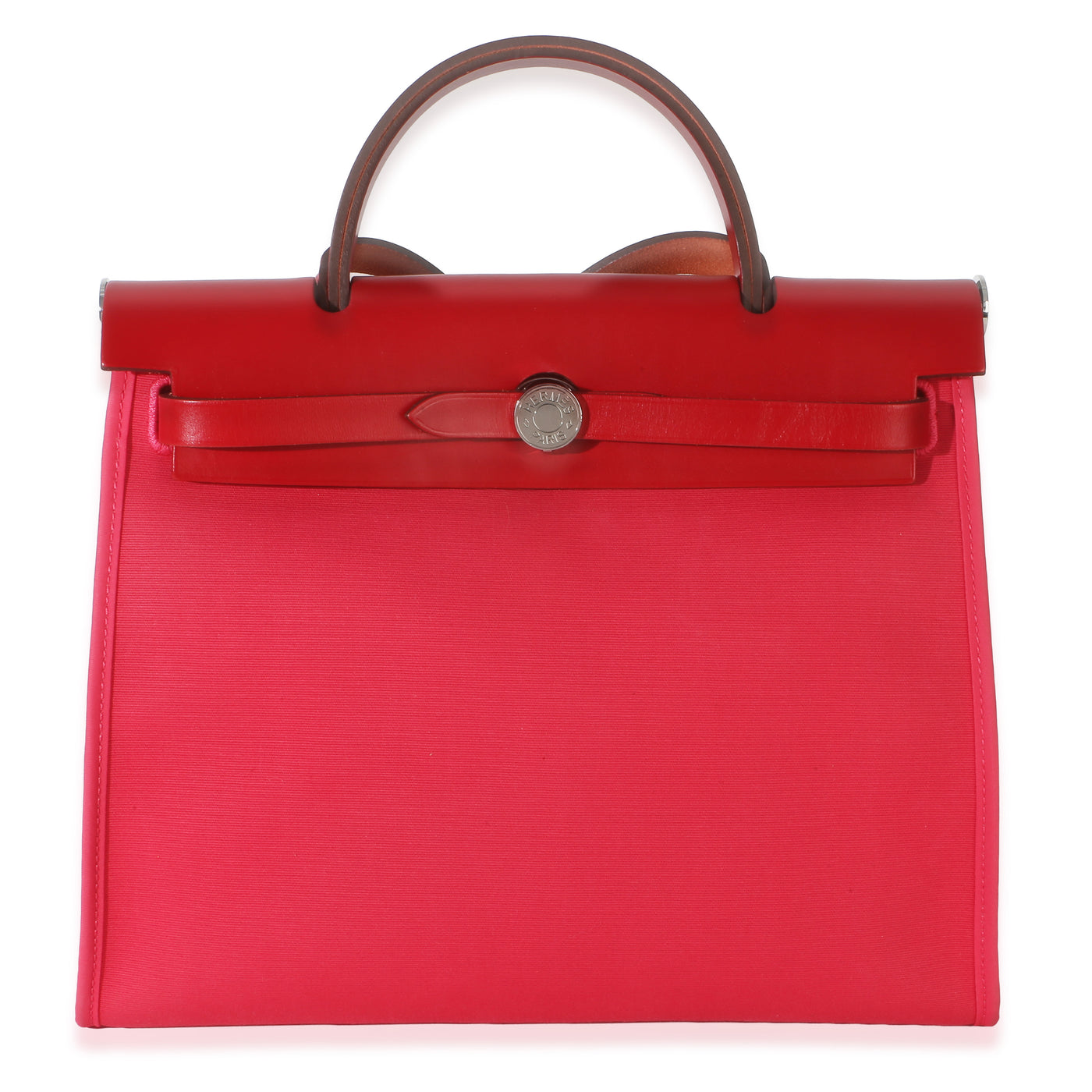 Hermès Rose Mexico Rouge Piment Toile Militaire Hunter Herbag Zip 31 Phw Pink; Red Canvas; Leather Handbag