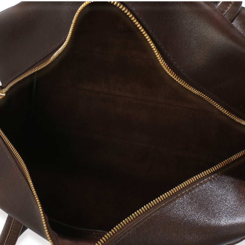 Prada Cocoa Brown Antiqued Calfskin Large Carry Shoulder Bag Leather Handbag