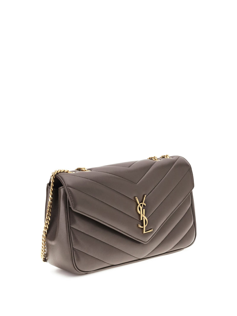 Saint Laurent Loulou Shoulder Bag — Gray Lambskin