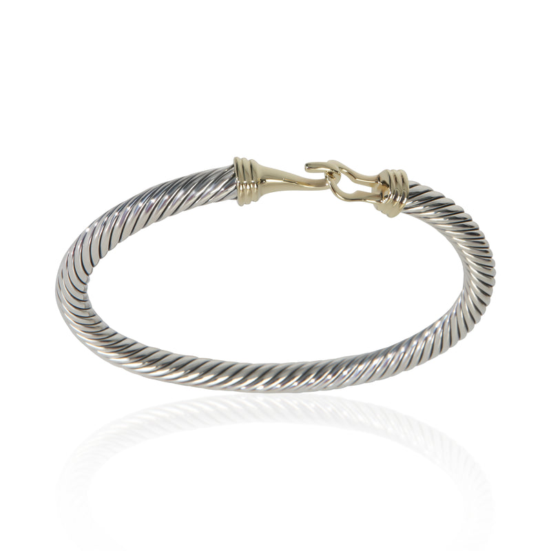 David Yurman Yellow Gold & Sterling Silver Cable Buckle Bracelet 14k