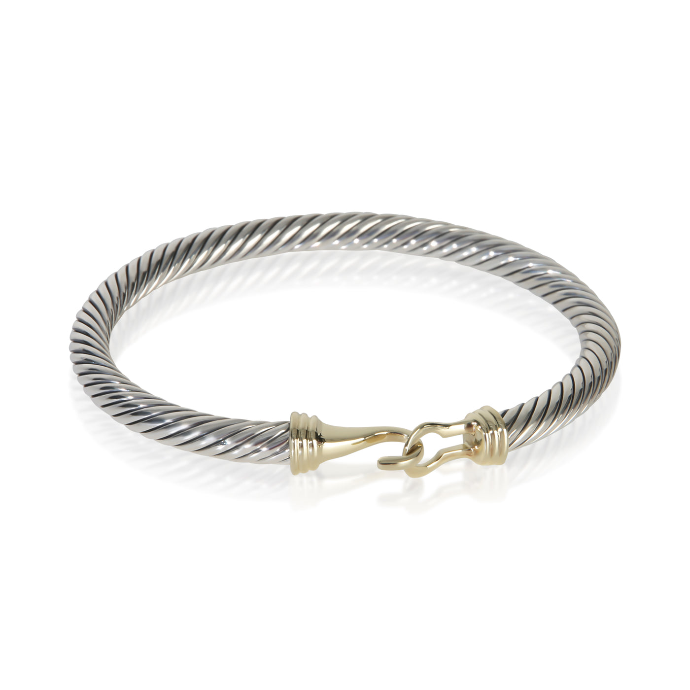 David Yurman Yellow Gold & Sterling Silver Cable Buckle Bracelet 14k