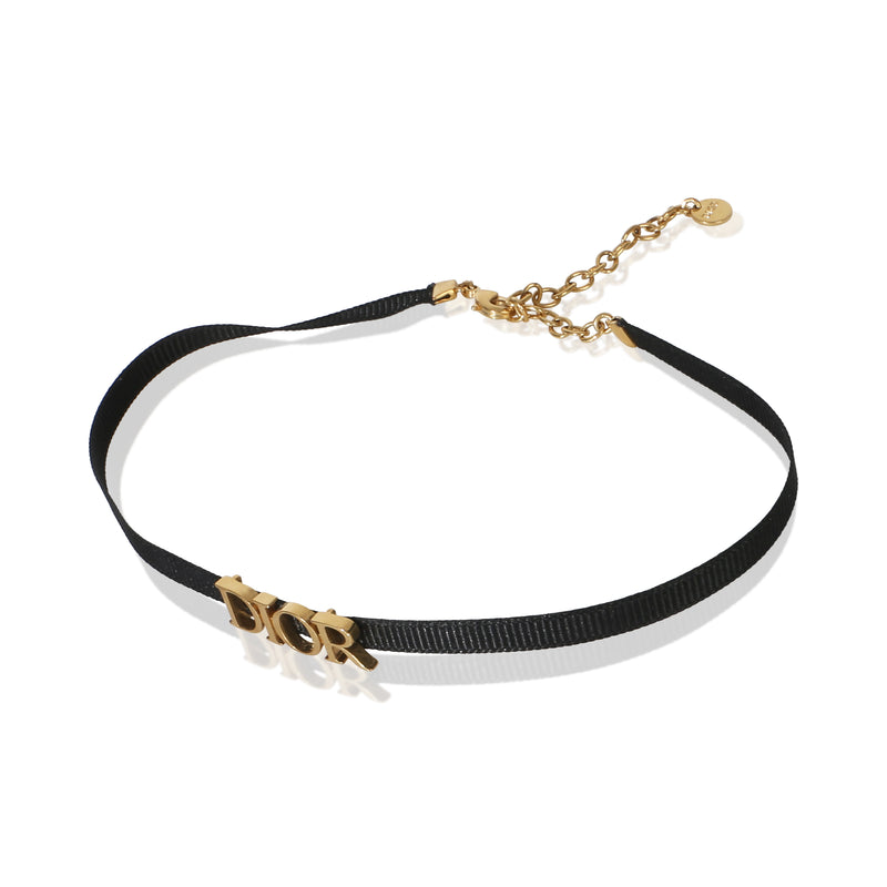 Christian Dior Gold-Plated Ribbon Jadore Choker Necklace