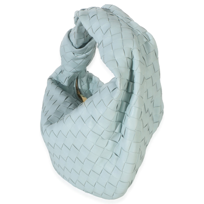 Bottega Veneta Teal Washed Nappa Intrecciato Teen Jodie Blue Leather Handbag
