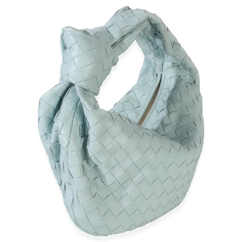 Bottega Veneta Teal Washed Nappa Intrecciato Teen Jodie Blue Leather Handbag