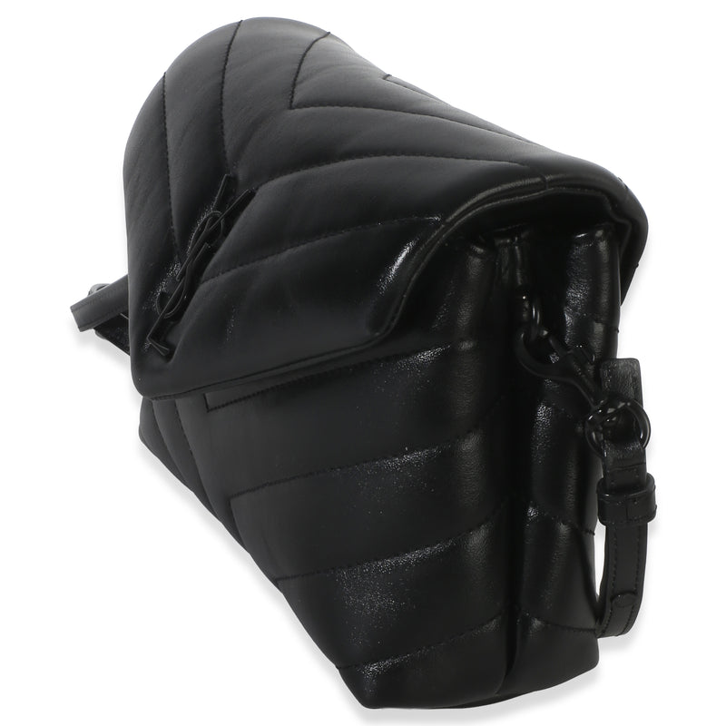 Saint Laurent Black Monochrome Calfskin Y Quilted Toy Loulou Crossbody Leather Handbag