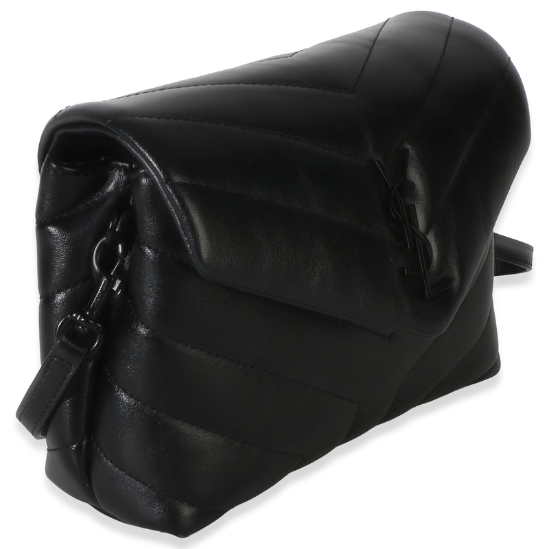 Saint Laurent Black Monochrome Calfskin Y Quilted Toy Loulou Crossbody Leather Handbag