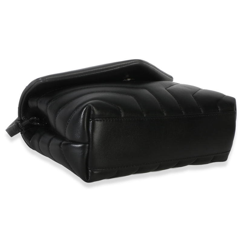 Saint Laurent Black Monochrome Calfskin Y Quilted Toy Loulou Crossbody Leather Handbag