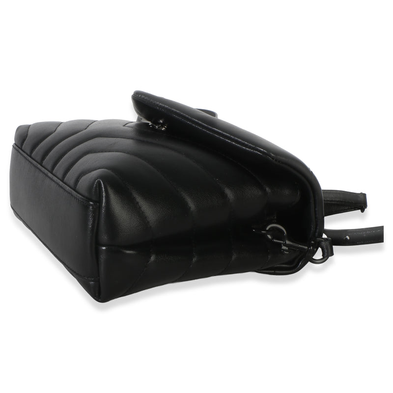 Saint Laurent Black Monochrome Calfskin Y Quilted Toy Loulou Crossbody Leather Handbag