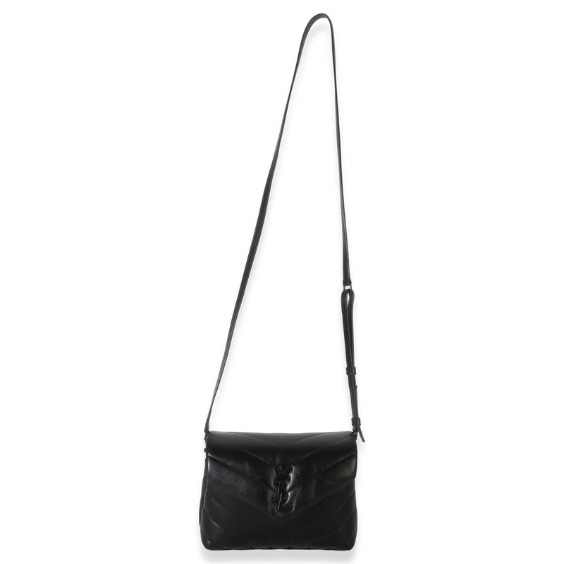 Saint Laurent Black Monochrome Calfskin Y Quilted Toy Loulou Crossbody Leather Handbag