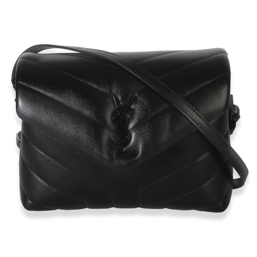 Saint Laurent Black Monochrome Calfskin Y Quilted Toy Loulou Crossbody Leather Handbag