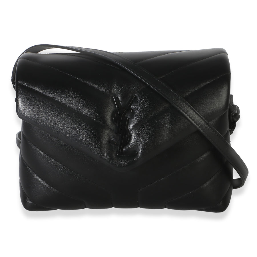 Saint Laurent Black Monochrome Calfskin Y Quilted Toy Loulou Crossbody Leather Handbag