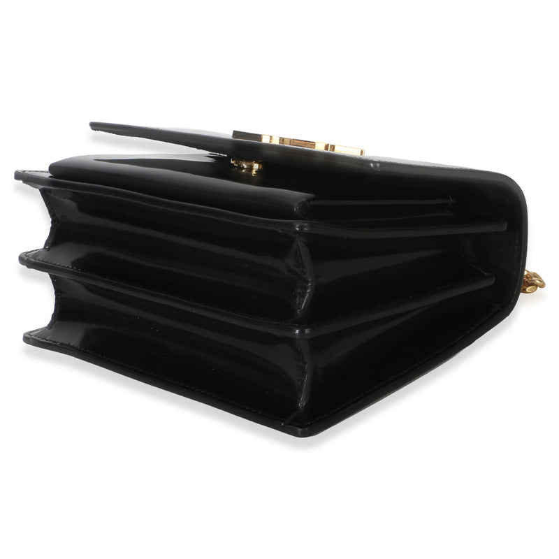 Saint Laurent Black Patent Monogram Small Sunset Bag Leather Handbag