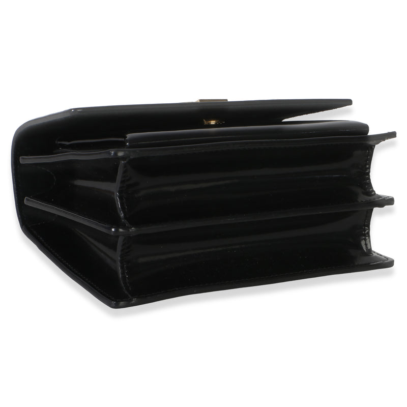 Saint Laurent Black Patent Monogram Small Sunset Bag Leather Handbag