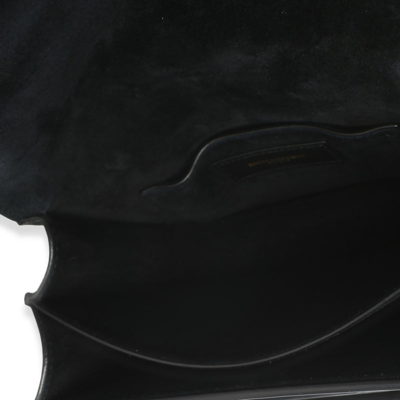 Saint Laurent Black Patent Monogram Small Sunset Bag Leather Handbag