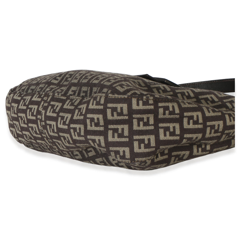Fendi Vintage Dark Brown Zucchino Canvas Vitello Hobo Handbag