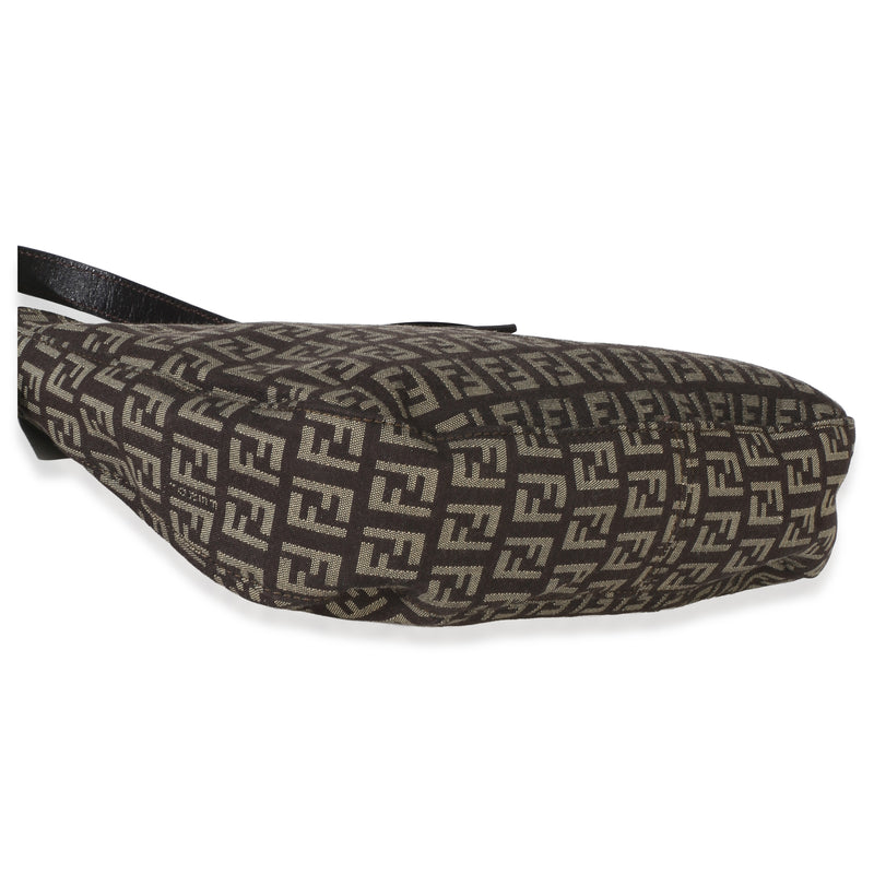 Fendi Vintage Dark Brown Zucchino Canvas Vitello Hobo Handbag