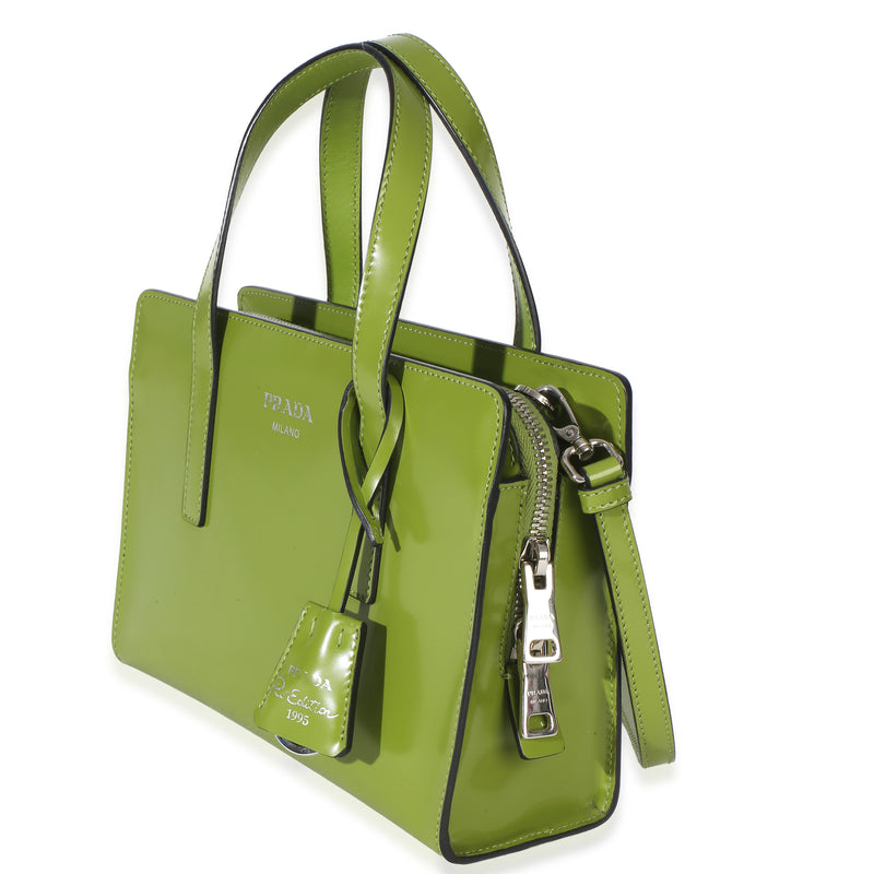Prada Green Brushed Leather Mini Re-Edition 1995 Bag Patent Handbag