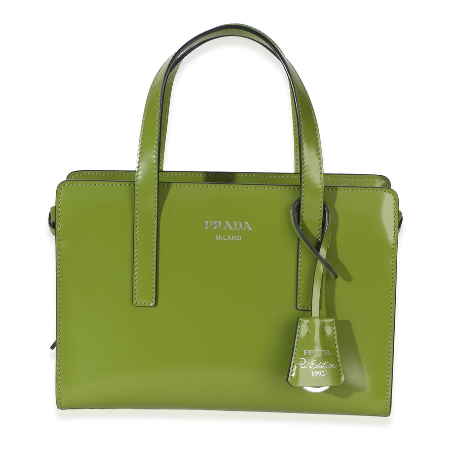 Prada Green Brushed Leather Mini Re-Edition 1995 Bag Patent Handbag