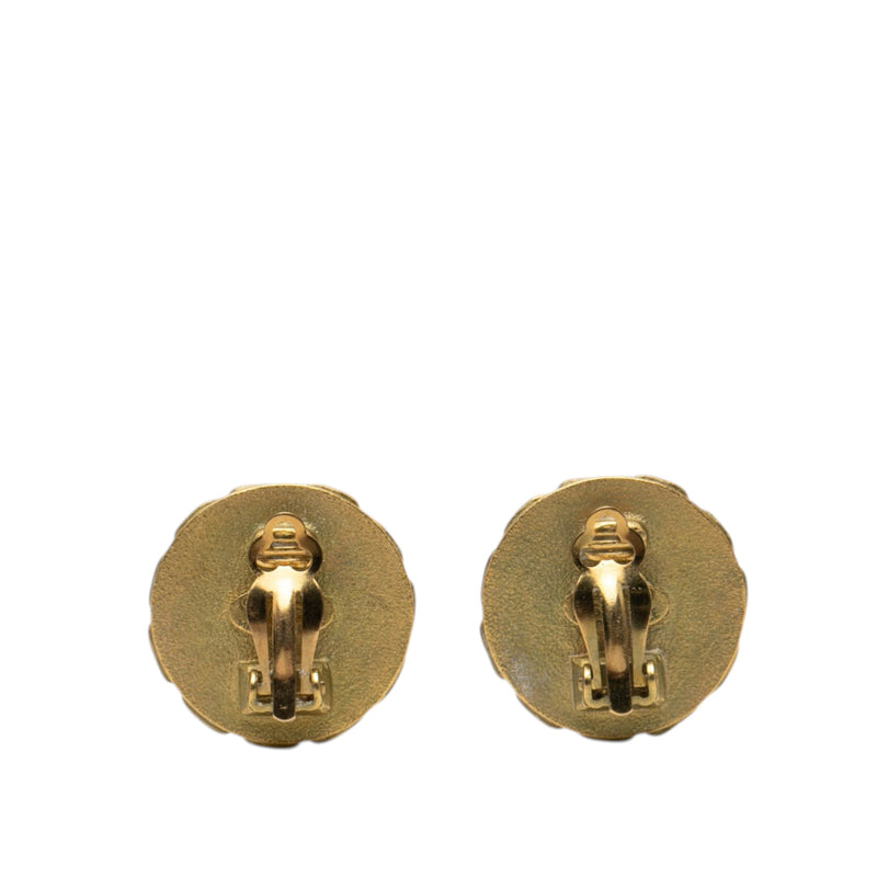 CC Gold Plated Resin Chain Round Clip On Earrings - Image 2