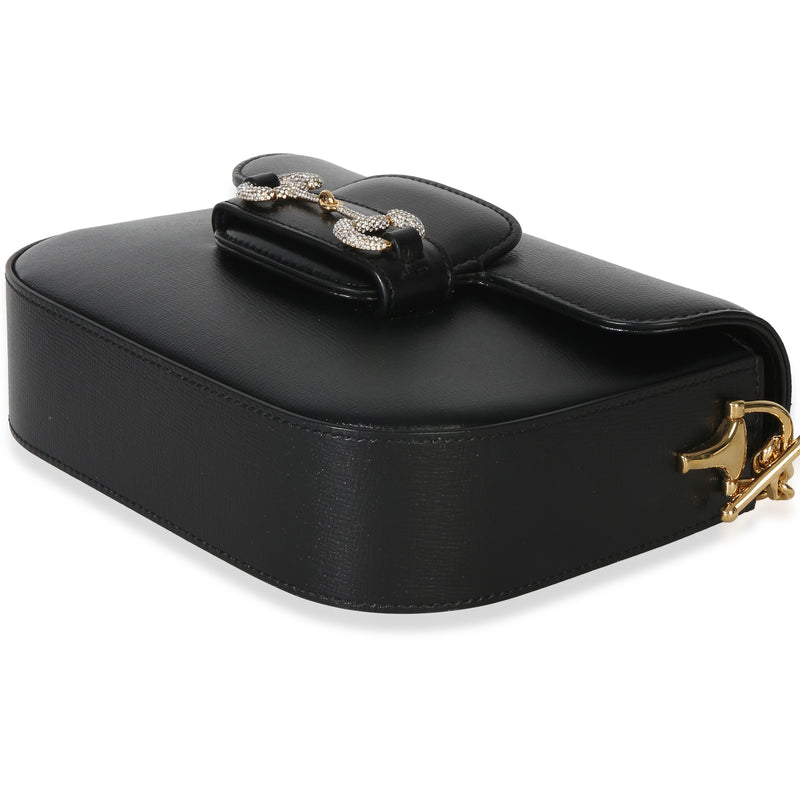 Gucci Black Azalea Calfskin Mini Crystal Horsebit 1955 Shoulder Bag Leather Handbag